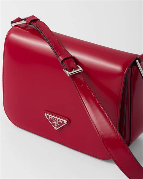 brushed leather shoulder bag prada.